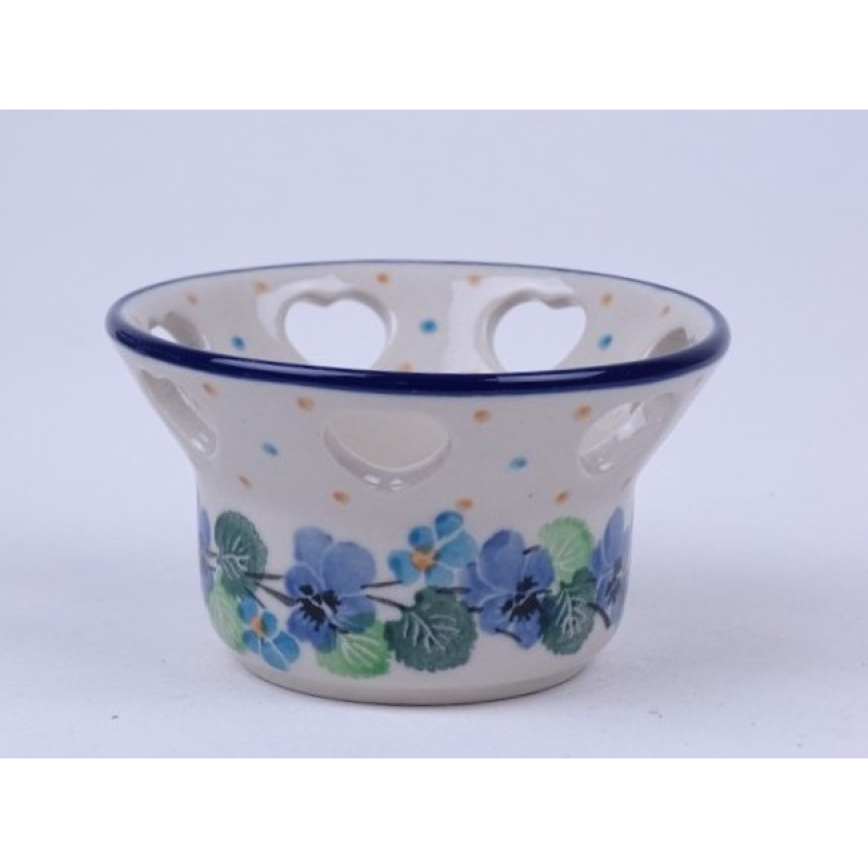 Bunzlau waxinelichtje  hartjes 9 cm. * A90-2339 viooltjes  *