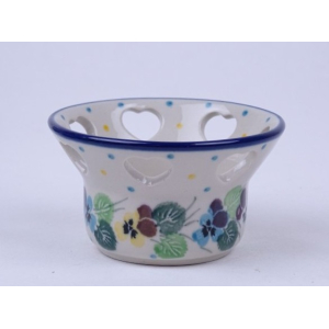 Bunzlau waxinelichtje hartjes 9 cm. * A90-2340 viooltjes *