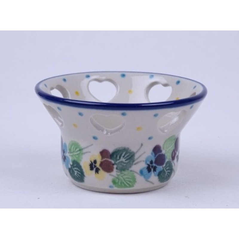 Bunzlau waxinelichtje hartjes 9 cm. * A90-2340 viooltjes *