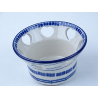 Bunzlau waxinelichtje hartjes 9 cm. * A90-2970 streepjes *