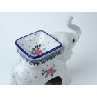 Bunzlau waxinelichtje olifant 14,5 cm. * C99-1525 roosjes *