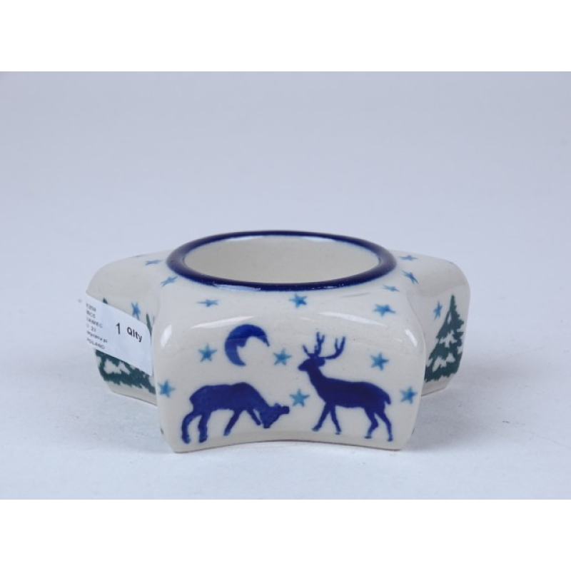 Bunzlau waxine kerstster 9.3 cm. * H09-2822 kerst  *