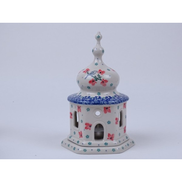 Bunzlau kersthuisje / kapel 17 cm. * A09-3229 vogeltje *