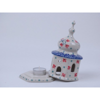 Bunzlau kersthuisje / kapel 17 cm. * A09-3229 vogeltje *