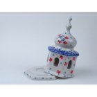 Bunzlau kersthuisje / kapel 17 cm. * A09-3229 vogeltje *