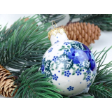 Bunzlau kerstbal 6 cm. * Henry's-blauwe bloem *