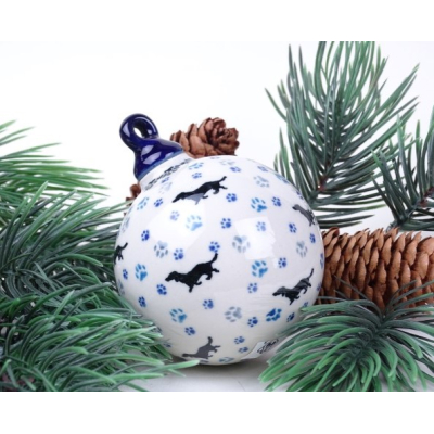 Bunzlau kerstbal 10,5 cm. hoog * 184- 2151 teckel * Bunzlau kerstbal 10,5 cm. hoog * 184- 2151 teckel *