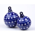 Bunzlau kerstbal 10,5 cm. hoog * 184- 119 sterretjes *