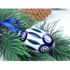 Bunzlau manufaktura kerstbal 6 cm.  * 500- groene strepen *