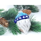 Bunzlau kerstman bal 8 cm. * Andy- blauwe muts *