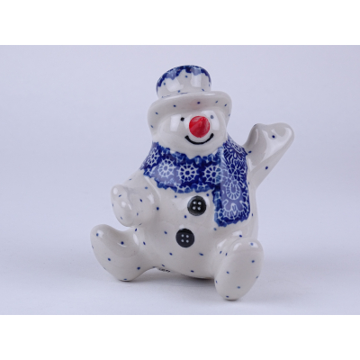 Bunzlau zittende sneeuwpop 12 cm. * F93-884 *