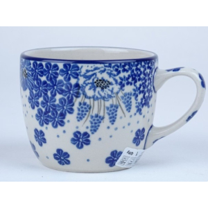 Bunzlau tumbler met oortje 170 ml  * C91-1975 blauwe druifjes *