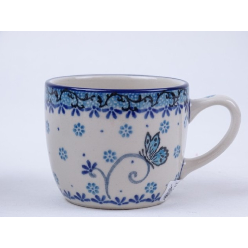 Bunzlau tumbler met oortje 170 ml. * C91-2008 vlinder *