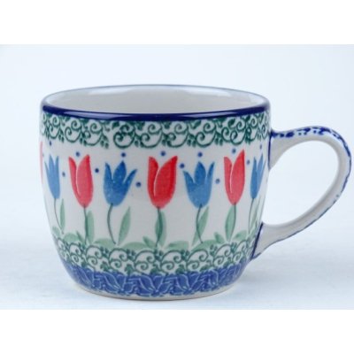 Bunzlau tumbler met oortje 170 ml  * C91-2599 r. tulpen *