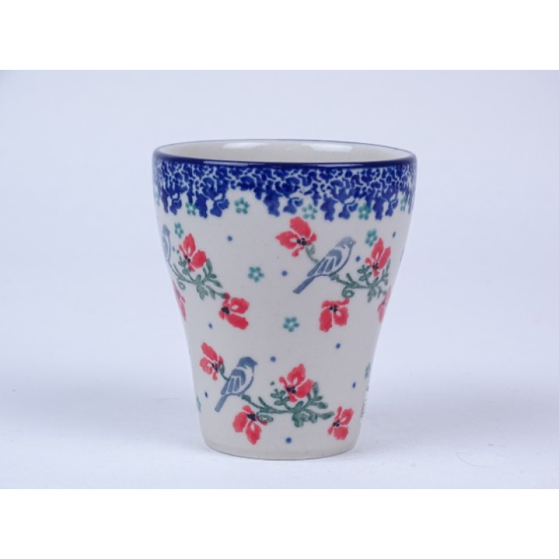 Bunzlau water/ melk beker 190 ml. * D19-3229 vogeltjes *