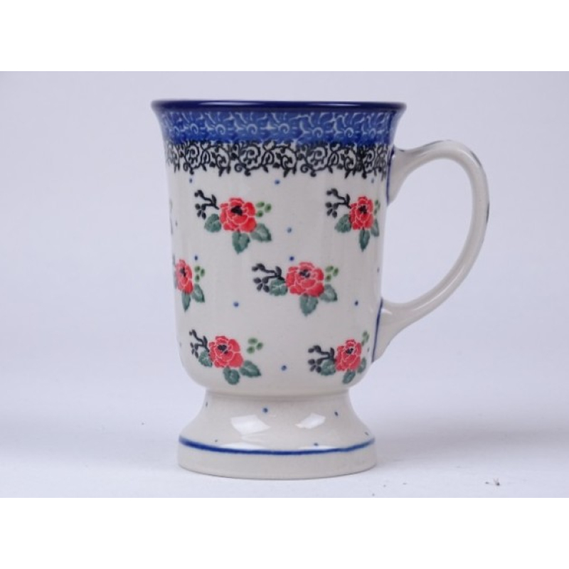 Bunzlau mok op voet 240 ml. * 243-1525 roosjes *