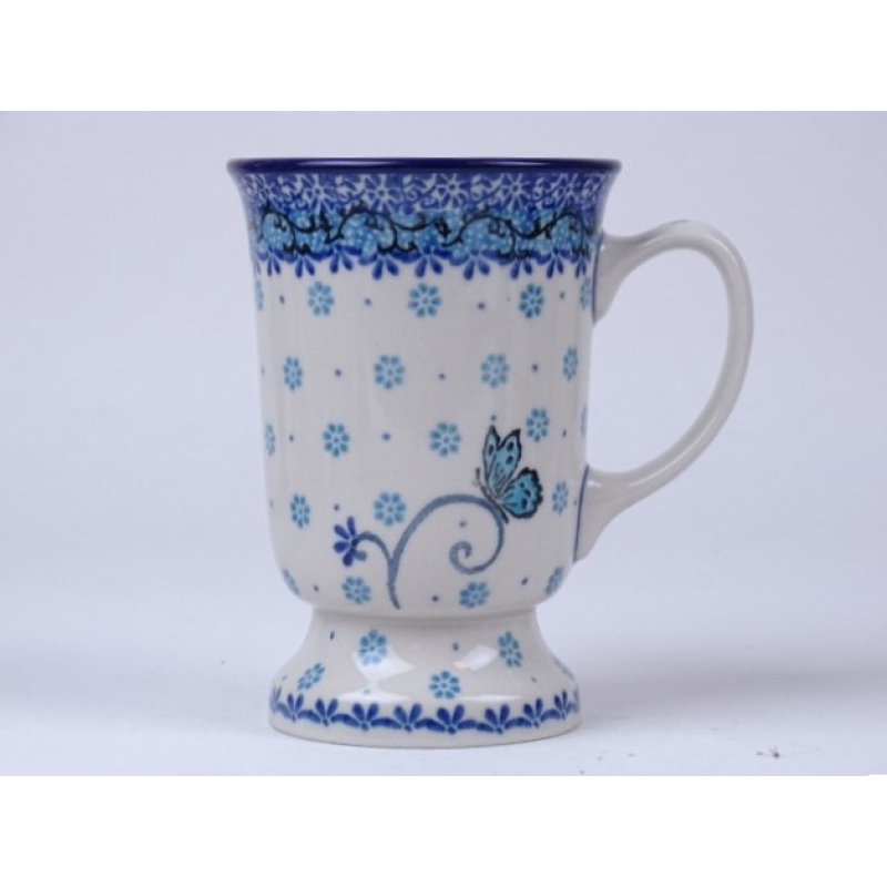 Bunzlau mok op voet 240 ml. * 243-2008 vlinder *