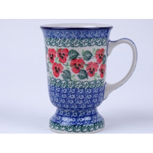 Bunzlau mok op voet 240 ml. * 243-2538 rode viooltjes *