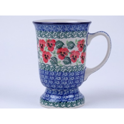 Bunzlau mok op voet 240 ml. * 243-2538 rode viooltjes *