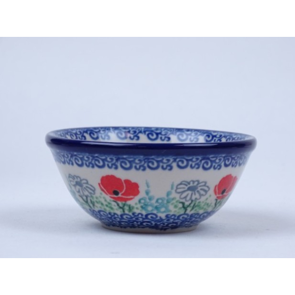 Bunzlau kom/ nestschaaltje 10 cm. * 558-2901 rode klaprozen *