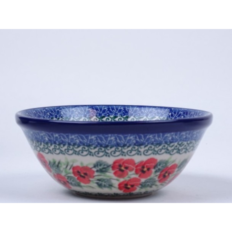 Bunzlau kom/ nestschaal 14 cm. * 059-2538 rode viooltjes *