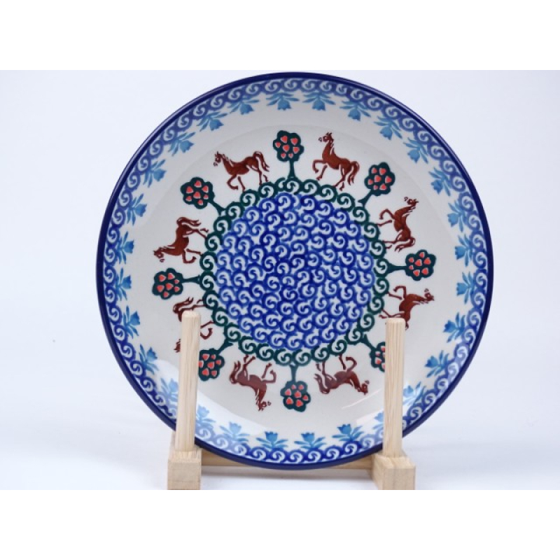 Bunzlau ontbijtbord 20 cm.  * 086-1144 paarden *