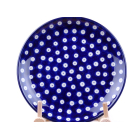 Bunzlau ontbijtbord 20 cm   * 086-70 blue dots met witte rand *