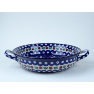 Bunzlau ovenschaal met handvat 26 cm. breed  * 419-70 Flower tendril *