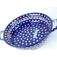 Bunzlau ovenschaal met handvat 26 cm. breed  * 419-70 Flower tendril *