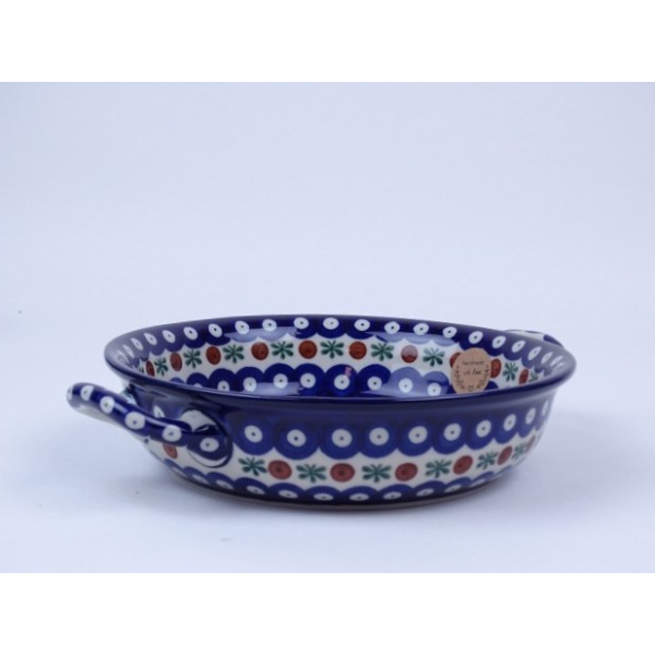 Bunzlau ovenschaal met handvat 26 cm. breed  * 419-70 Flower tendril *