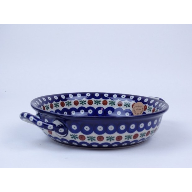 Bunzlau ovenschaal met handvat 26 cm. breed  * 419-70 Flower tendril *