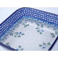 Bunzlau ovenschaal vierkant 20 cm. * 430-2830 vogeltje *