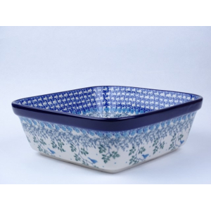 Bunzlau ovenschaal vierkant 20 cm. * 430-2830 vogeltje *