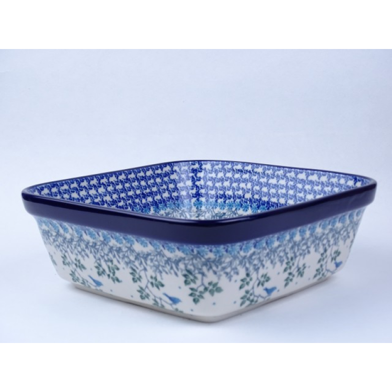 Bunzlau ovenschaal vierkant 20 cm. * 430-2830 vogeltje *