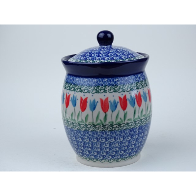 Bunzlau voorraad/ kruiden pot 17 cm * 104-2599 rode tulpen * Bunzlau voorraad/ kruiden pot 17 cm * 104-2599 rode tulpen *