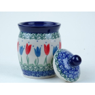 Bunzlau voorraadpot/ kruidenpot 14 cm. * 105-2599 r. tulpen *