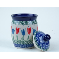 Bunzlau voorraadpot/ kruidenpot 14 cm. * 105-2599 r. tulpen *