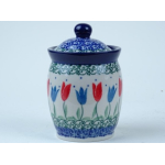 Bunzlau voorraadpot/ kruidenpot 14 cm. * 105-2599 r. tulpen *