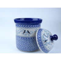 Bunzlau voorraadpot 21 cm hoog. Maat L. * 492-2805 vogeltjes *