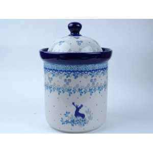 Bunzlau voorraadpot 21 cm hoog. Maat L. * 492-2858 hert *