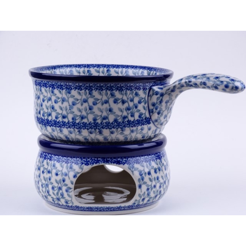 Bunzlau steel/ fondue/ saté saus pan SET  * 983+ 63-2161 grijs *