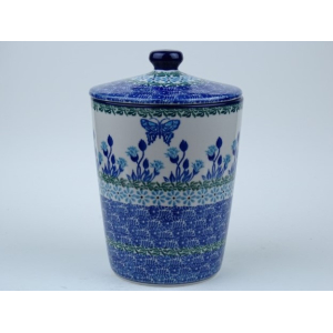 Bunzlau voorraadpot strak 18 cm. hoog * E73-1937 vlinder *