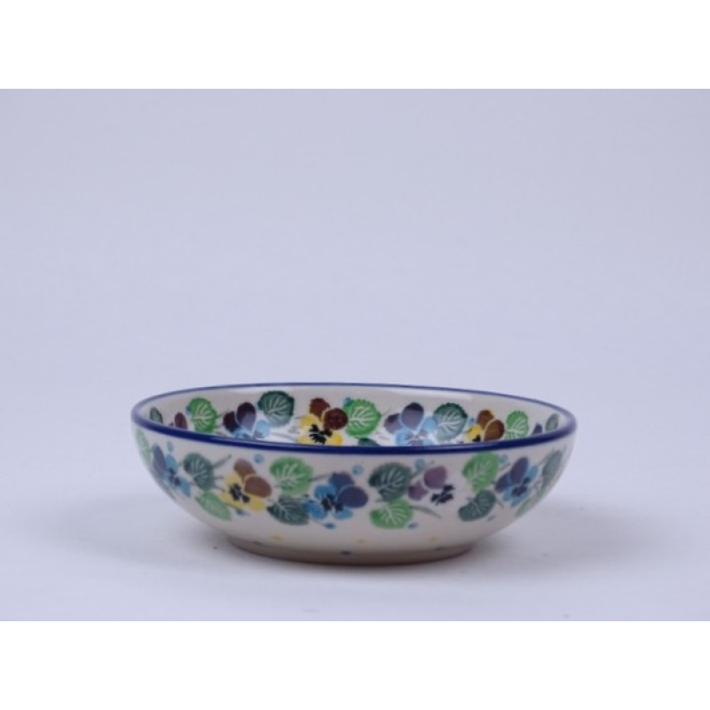 Bunzlau laag schaaltje 13 cm.  * B89-2340 viooltjes *