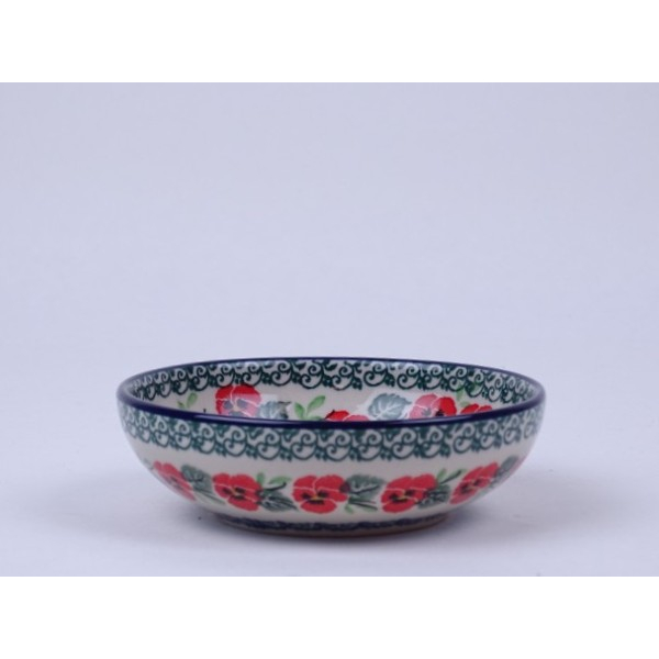 Bunzlau laag schaaltje 13 cm.  * B89-2538 viooltjes *