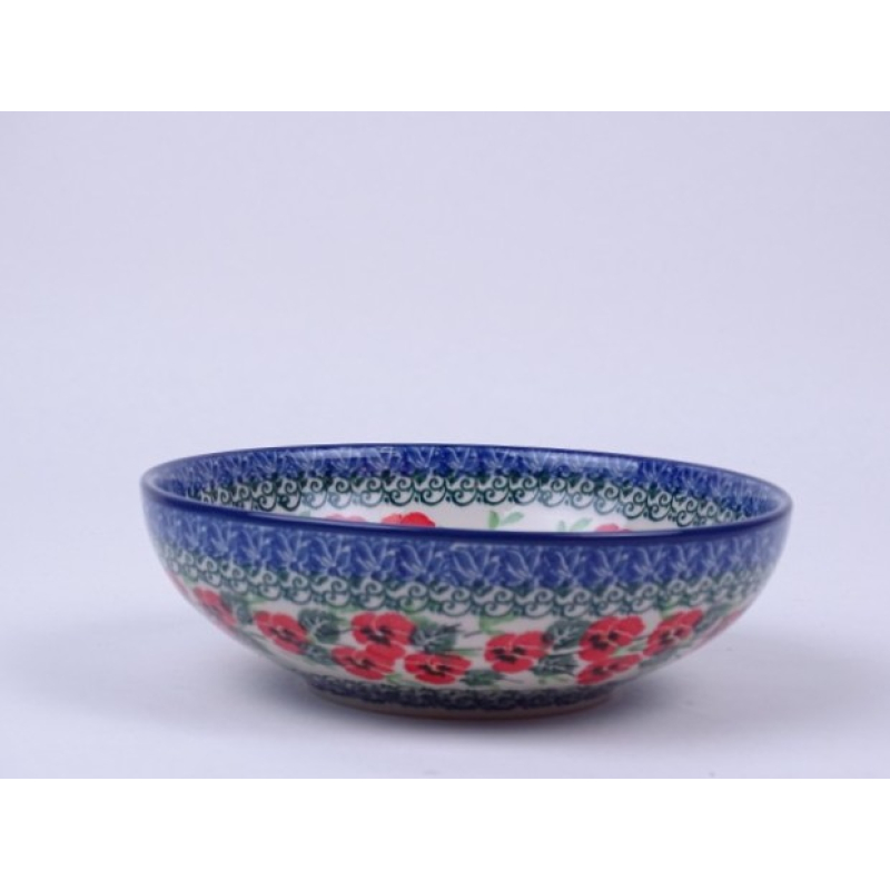 Bunzlau lage schaal 17 cm. * B90-2538 viooltjes *