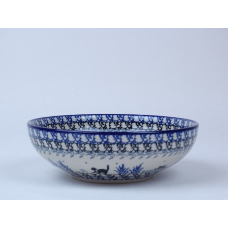 Bunzlau lage schaal 17 cm. * B90-2827 poesjes *