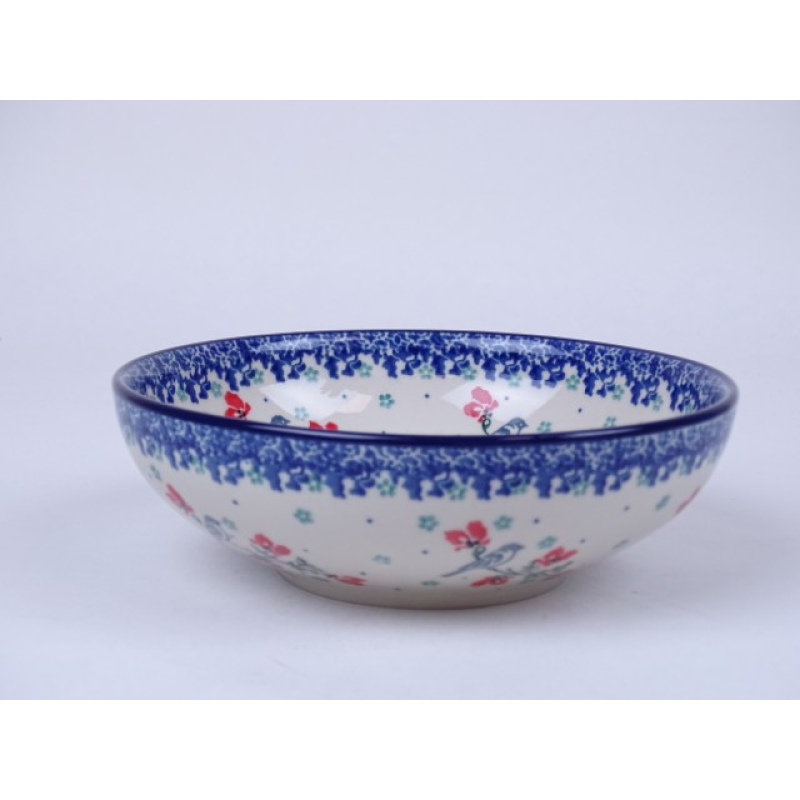 Bunzlau servingbowl 17 cm. * B90-3229 vogeltjes *
