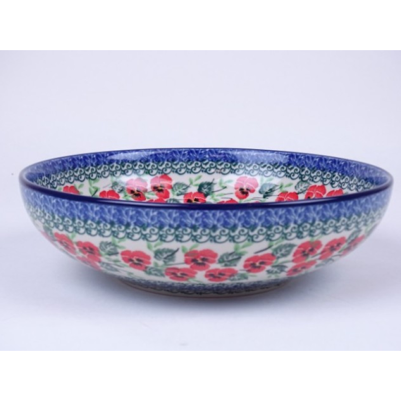 Bunzlau servingbowl 22 cm. * B91-2538 viooltjes *