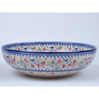 Bunzlau serveerschaal 27 cm. * C36-3208 vogeltjes *