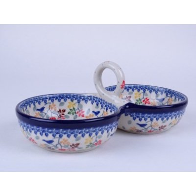 Bunzlau duo serveerschaal 24,5 cm. * 942-3208 vogeltjes *